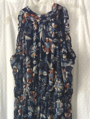 Sam And Jess Blue Floral Sleeveless Halter Maxi Dress, Women's Large